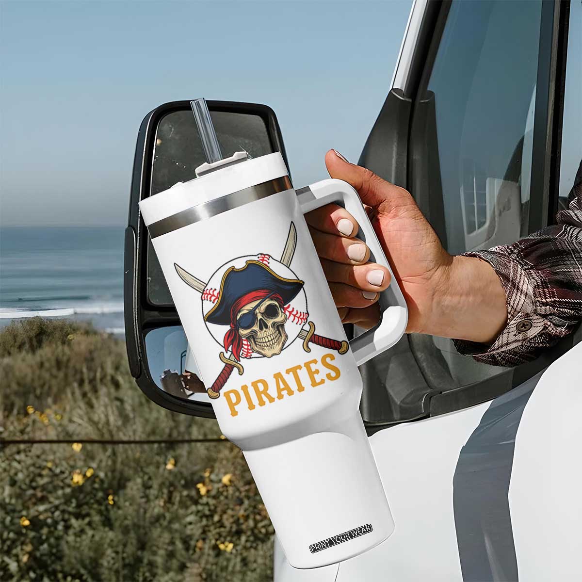Pirates Baseball Tumbler With Handle Skeleton Sport Lover Gift TS12 Print Your Wear