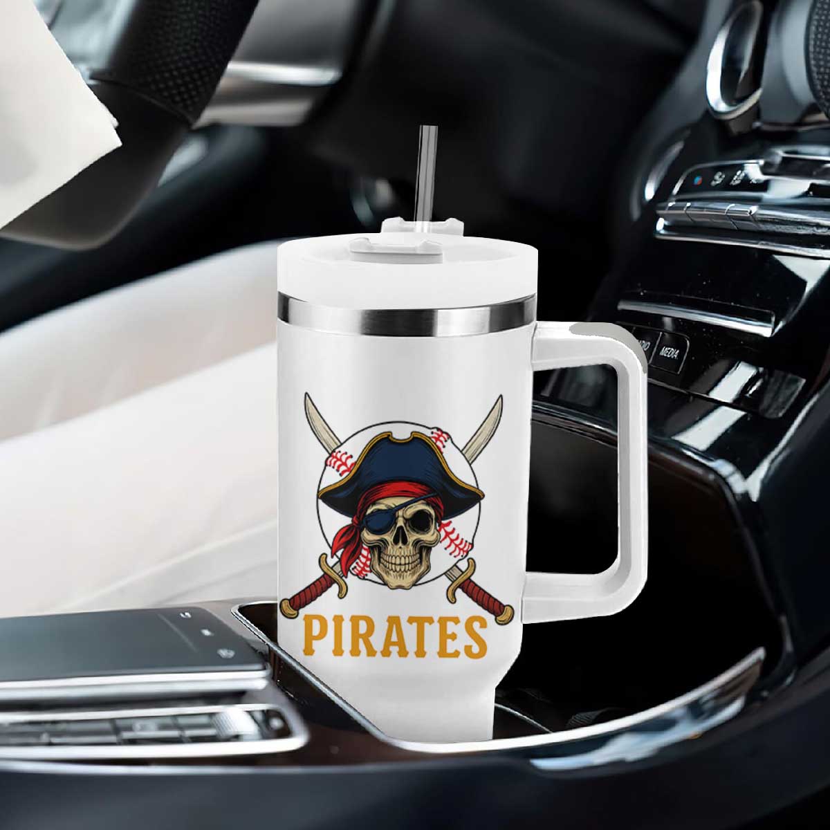 Pirates Baseball Tumbler With Handle Skeleton Sport Lover Gift TS12 Print Your Wear