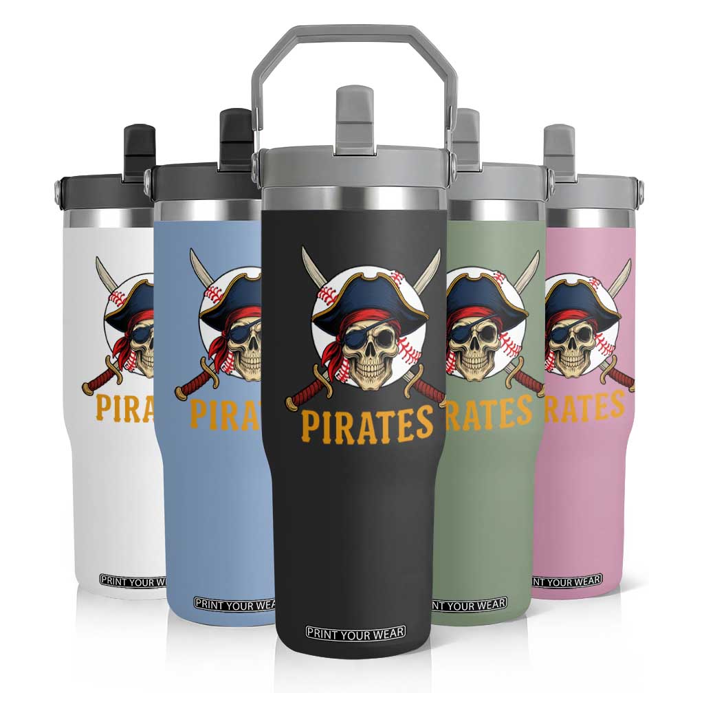 Pirates Baseball Flip Straw Tumbler Skeleton Sport Lover Gift TS12 Print Your Wear