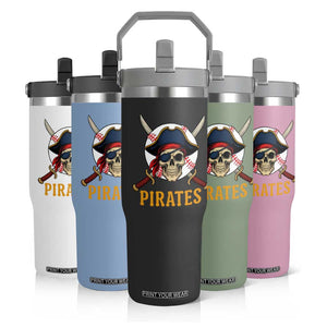 Pirates Baseball Flip Straw Tumbler Skeleton Sport Lover Gift TS12 Print Your Wear