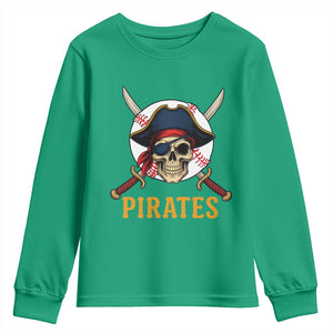 Pirates Baseball Youth Sweatshirt Skeleton Sport Lover Gift TS12 Irish Green Print Your Wear