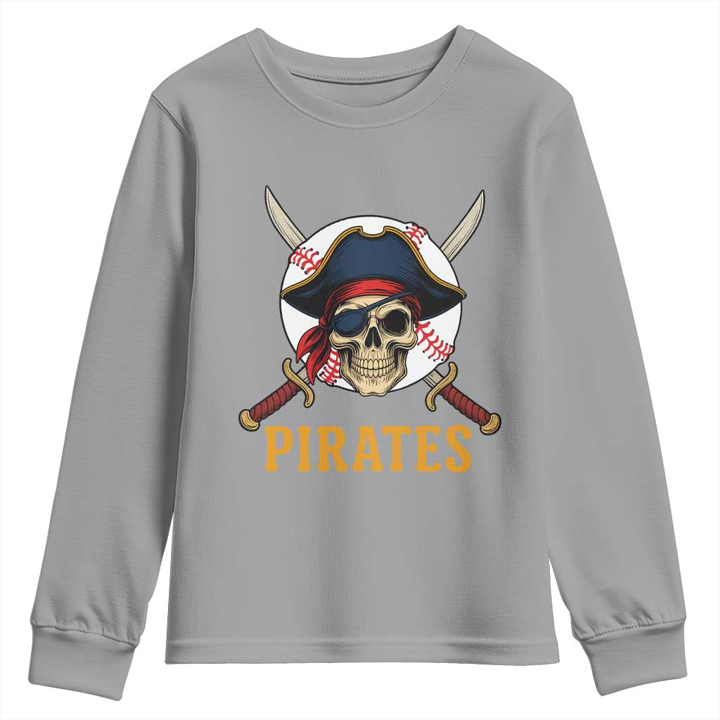 Pirates Baseball Youth Sweatshirt Skeleton Sport Lover Gift TS12 Sport Gray Print Your Wear