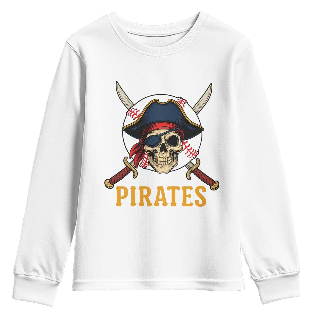 Pirates Baseball Youth Sweatshirt Skeleton Sport Lover Gift TS12 White Print Your Wear