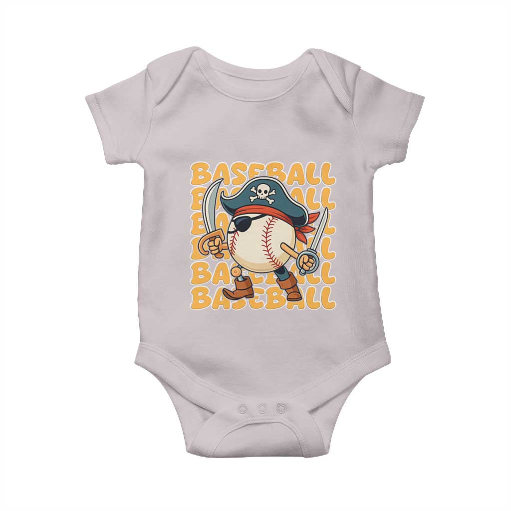 Funny Pirate Baseball Baby Onesie Sport Lover Gift TS12 Ice Gray Print Your Wear
