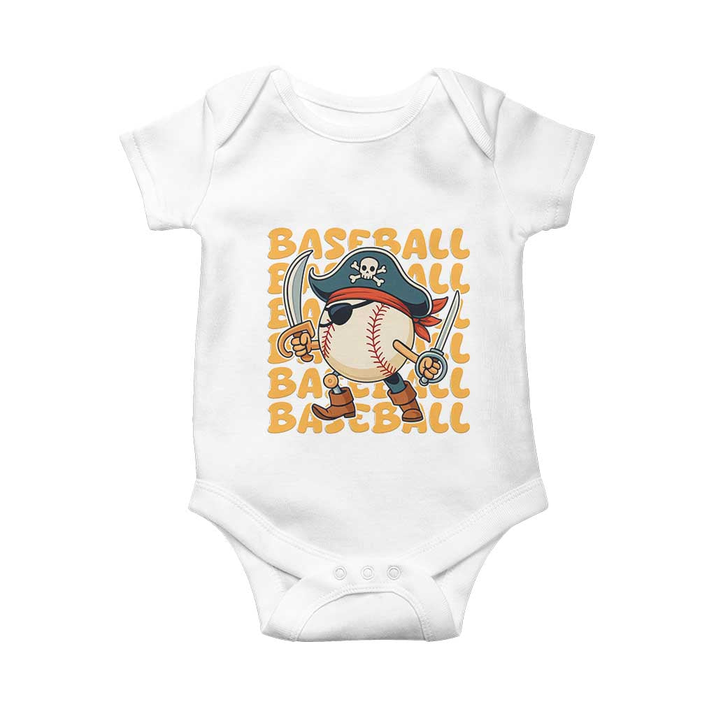 Funny Pirate Baseball Baby Onesie Sport Lover Gift TS12 White Print Your Wear