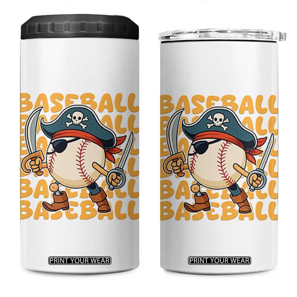 Funny Pirate Baseball 4 in 1 Can Cooler Tumbler Sport Lover Gift TS12 One Size: 16 oz White Print Your Wear