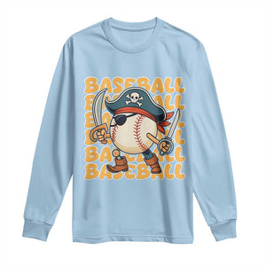 Funny Pirate Baseball Long Sleeve Shirt Sport Lover Gift TS12 Light Blue Print Your Wear