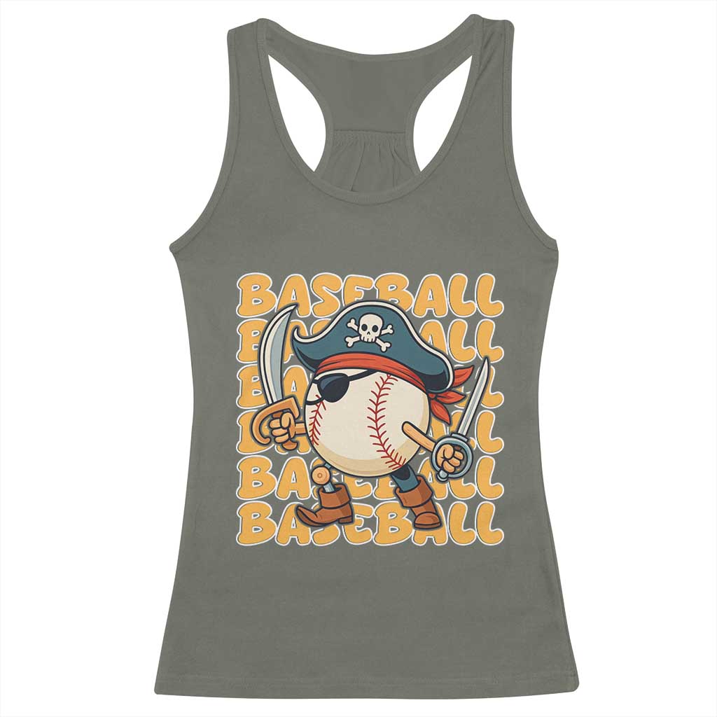 Funny Pirate Baseball Racerback Tank Top Sport Lover Gift TS12 Military Green Print Your Wear