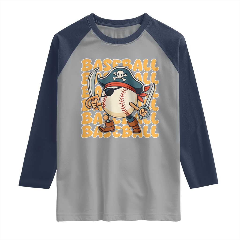 Funny Pirate Baseball Raglan Shirt Sport Lover Gift TS12 Sport Gray Navy Print Your Wear