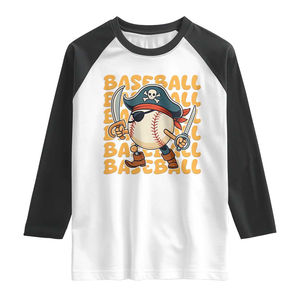 Funny Pirate Baseball Raglan Shirt Sport Lover Gift TS12 White Black Print Your Wear