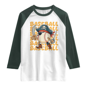 Funny Pirate Baseball Raglan Shirt Sport Lover Gift TS12 White Dark Forest Green Print Your Wear