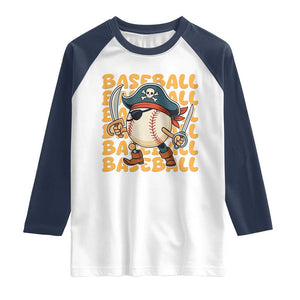 Funny Pirate Baseball Raglan Shirt Sport Lover Gift TS12 White Navy Print Your Wear