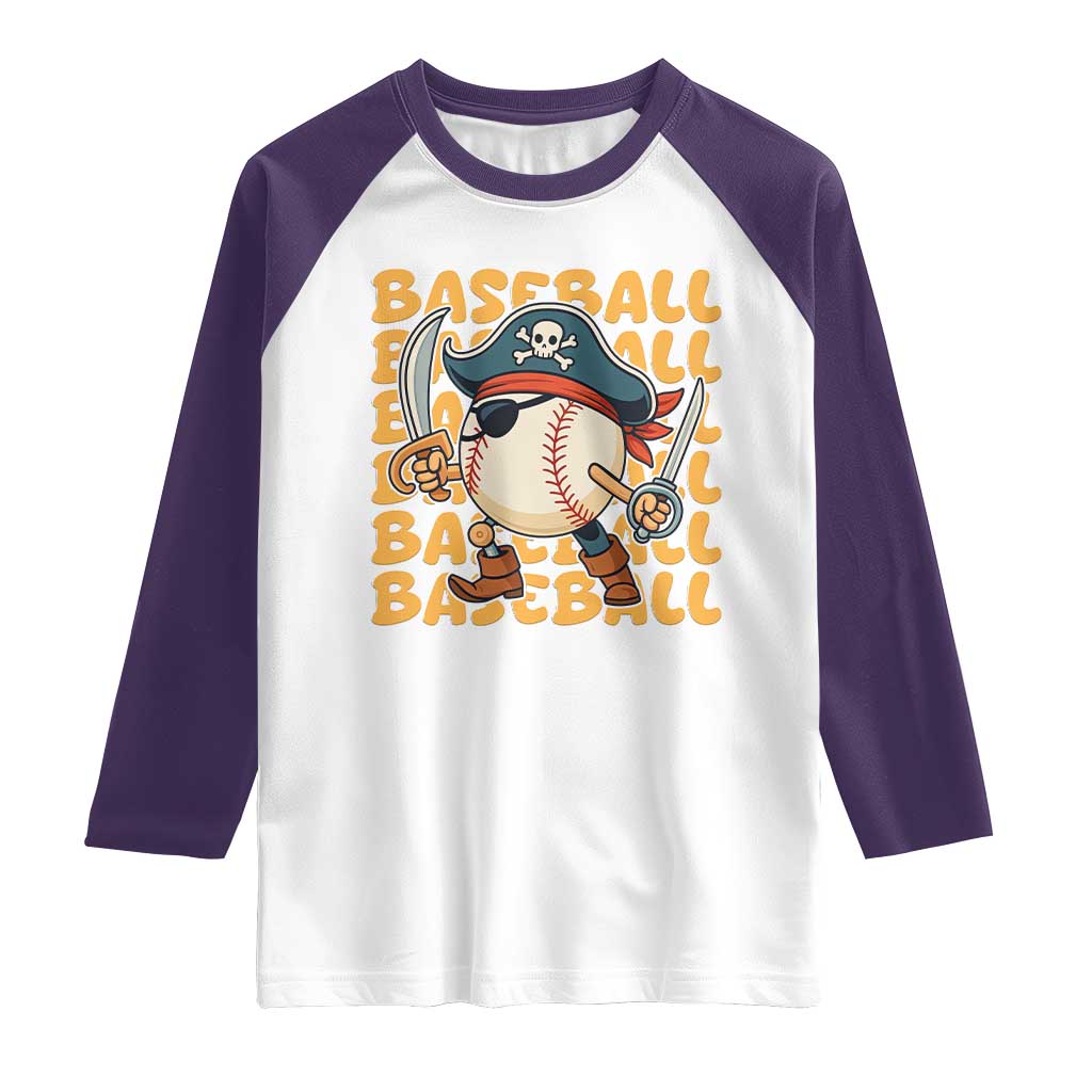 Funny Pirate Baseball Raglan Shirt Sport Lover Gift TS12 White Purple Print Your Wear