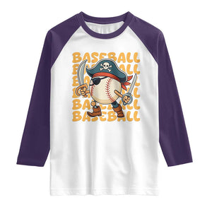 Funny Pirate Baseball Raglan Shirt Sport Lover Gift TS12 White Purple Print Your Wear
