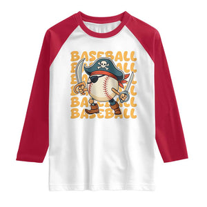 Funny Pirate Baseball Raglan Shirt Sport Lover Gift TS12 White Red Print Your Wear