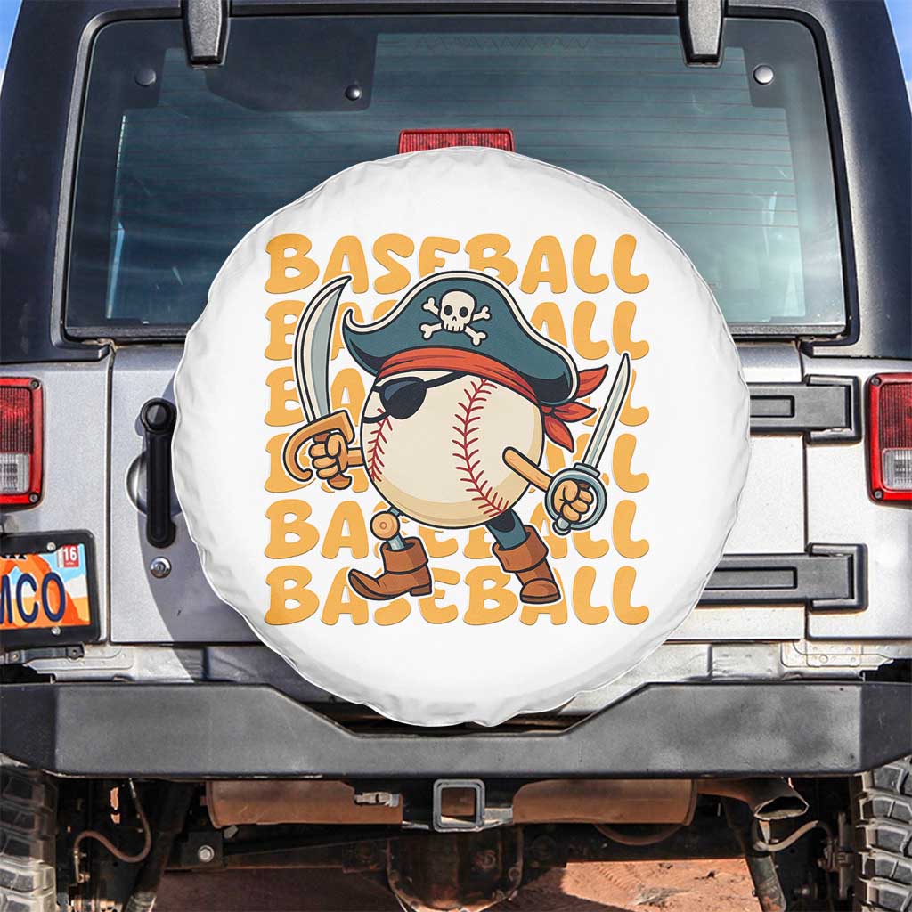 Funny Pirate Baseball Spare Tire Cover Sport Lover Gift TS12 No hole White Print Your Wear