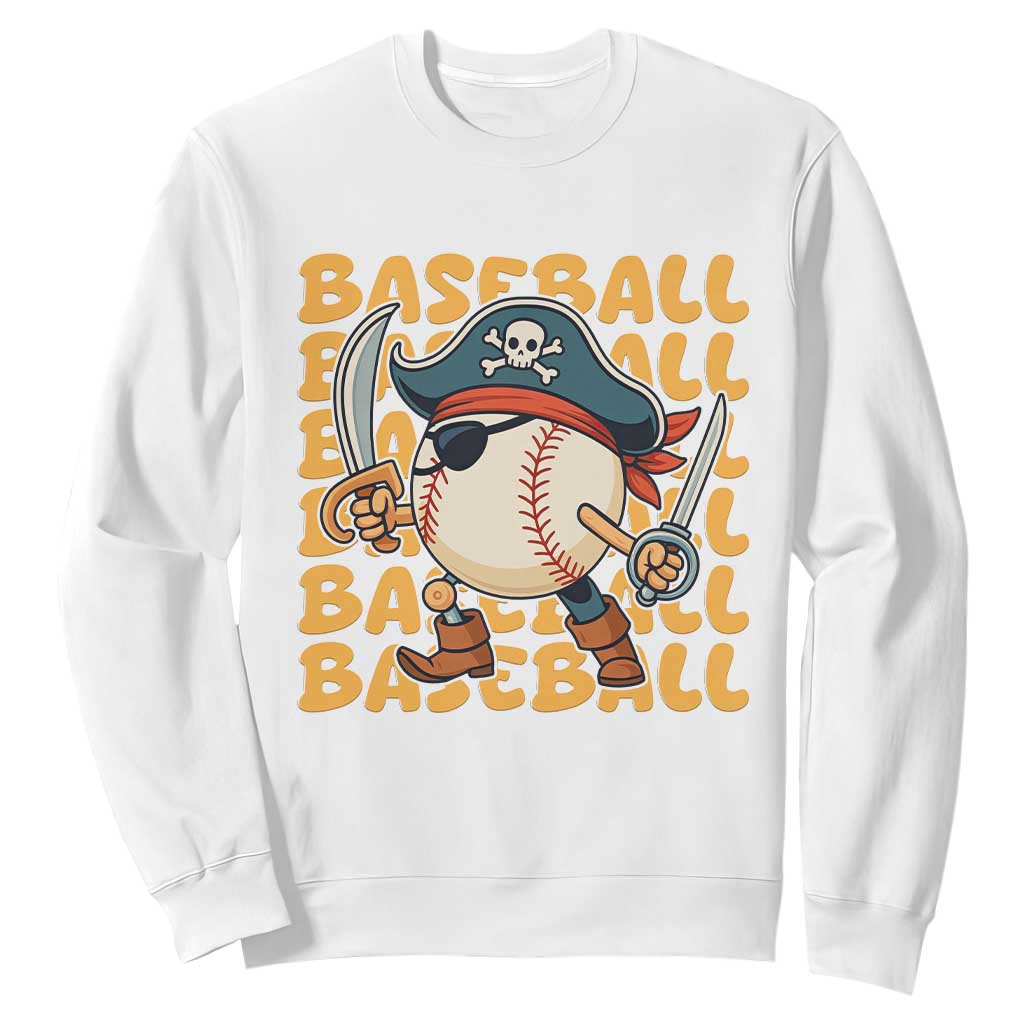 Funny Pirate Baseball Sweatshirt Sport Lover Gift TS12 White Print Your Wear
