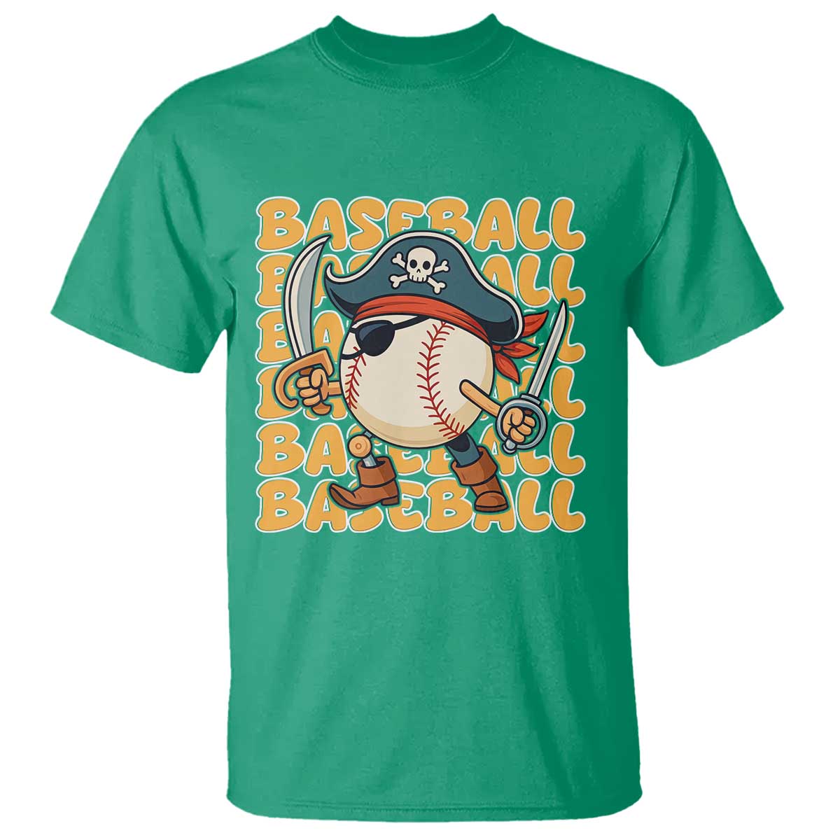Funny Pirate Baseball T Shirt Sport Lover Gift TS12 Irish Green Print Your Wear