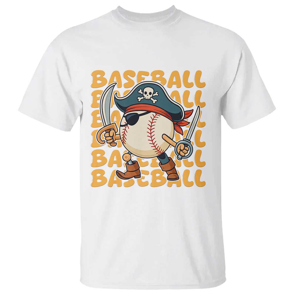 Funny Pirate Baseball T Shirt Sport Lover Gift TS12 White Print Your Wear