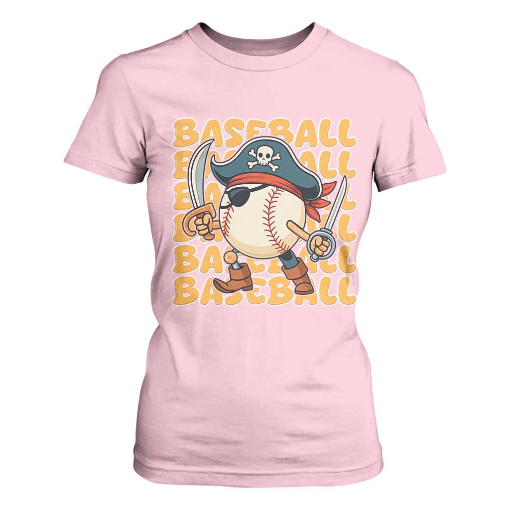 Funny Pirate Baseball T Shirt For Women Sport Lover Gift TS12 Light Pink Print Your Wear
