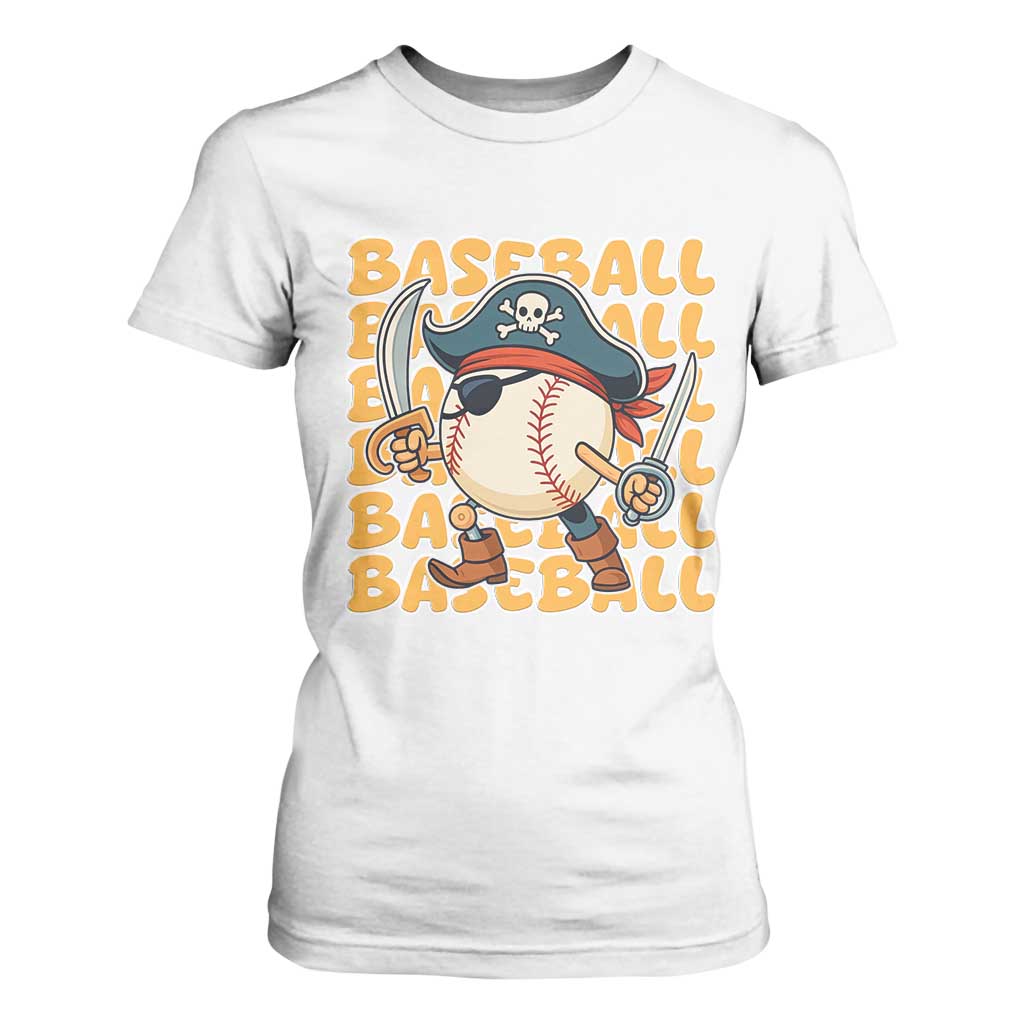 Funny Pirate Baseball T Shirt For Women Sport Lover Gift TS12 White Print Your Wear