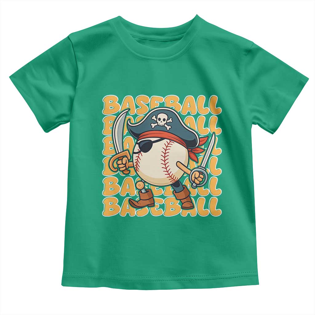 Funny Pirate Baseball Toddler T Shirt Sport Lover Gift TS12 Irish Green Print Your Wear