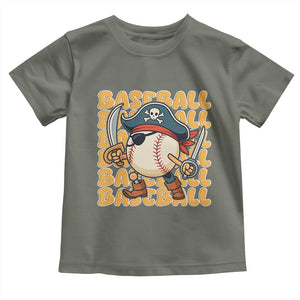 Funny Pirate Baseball Toddler T Shirt Sport Lover Gift TS12 Military Green Print Your Wear