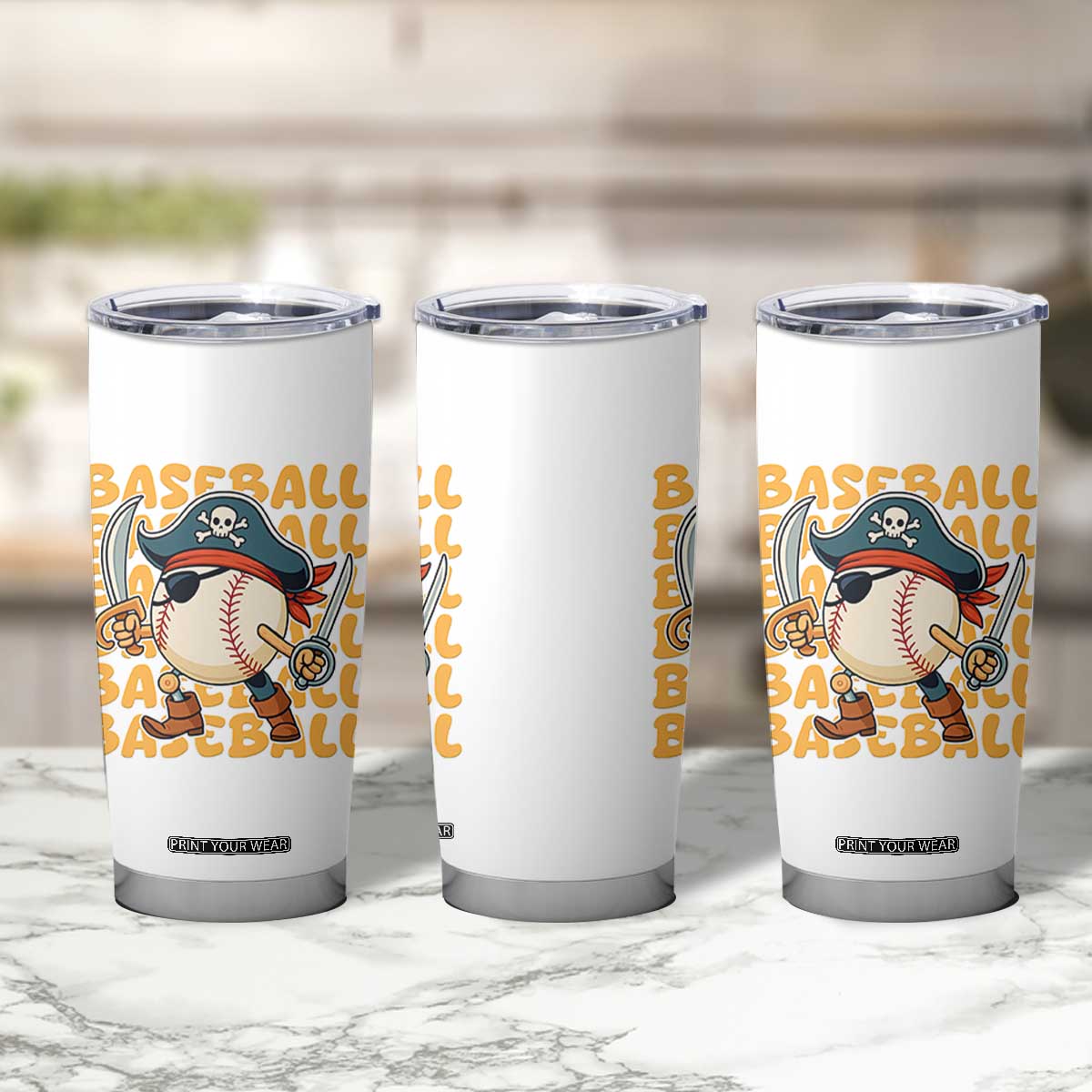 Funny Pirate Baseball Tumbler Cup Sport Lover Gift TS12 Print Your Wear