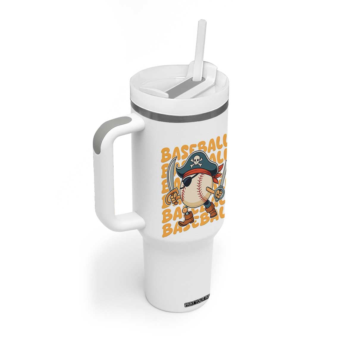 Funny Pirate Baseball Tumbler With Handle Sport Lover Gift TS12 Print Your Wear