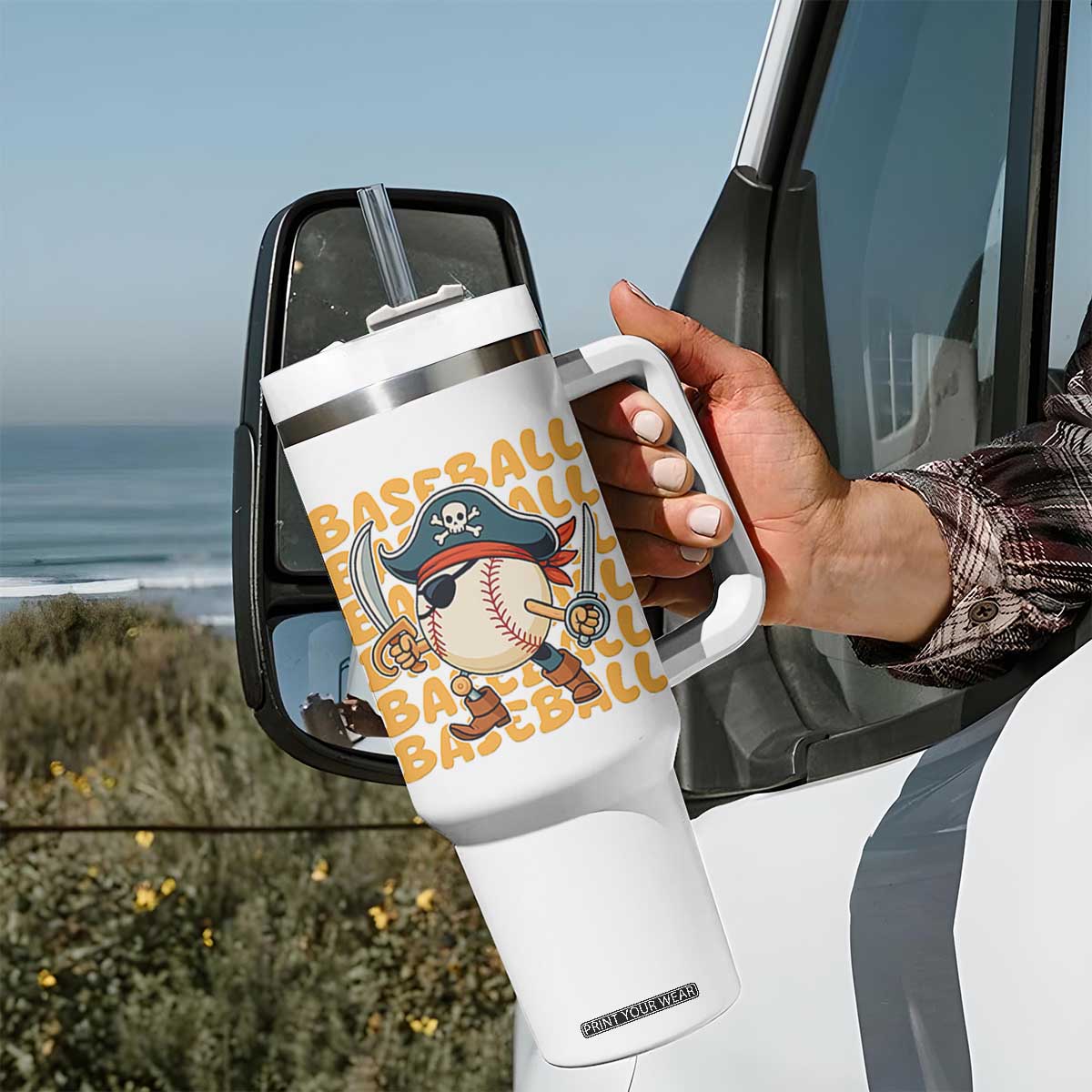 Funny Pirate Baseball Tumbler With Handle Sport Lover Gift TS12 Print Your Wear