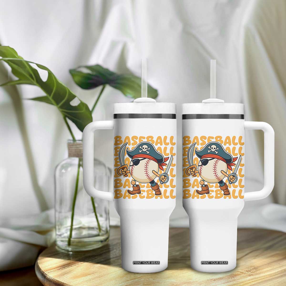Funny Pirate Baseball Tumbler With Handle Sport Lover Gift TS12 Print Your Wear