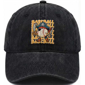 Funny Pirate Baseball Washed Cotton Baseball Cap Sport Lover Gift TS12 Washed Cap Universal Fit Black Print Your Wear