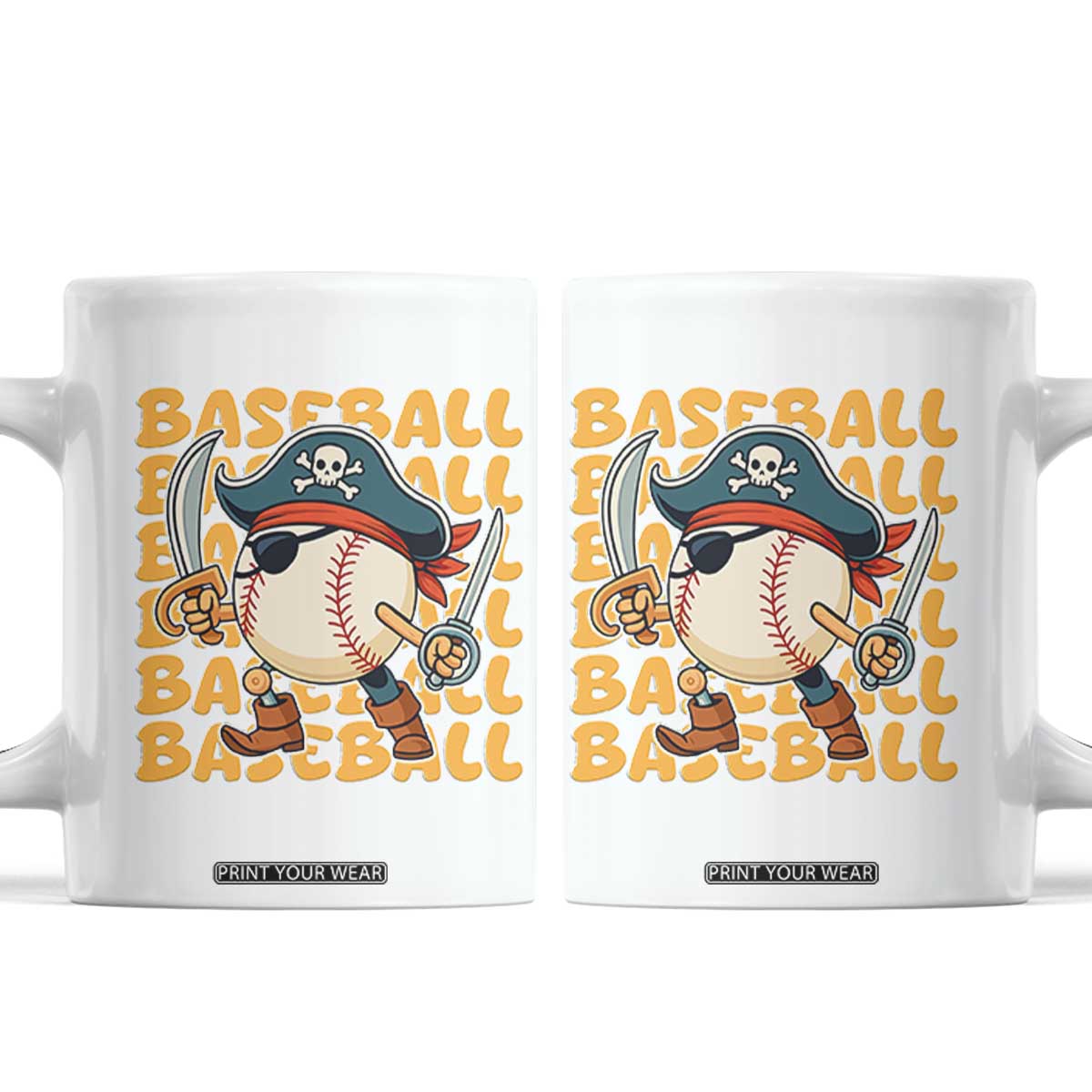 Funny Pirate Baseball Coffee Mug Sport Lover Gift TS12 White Print Your Wear