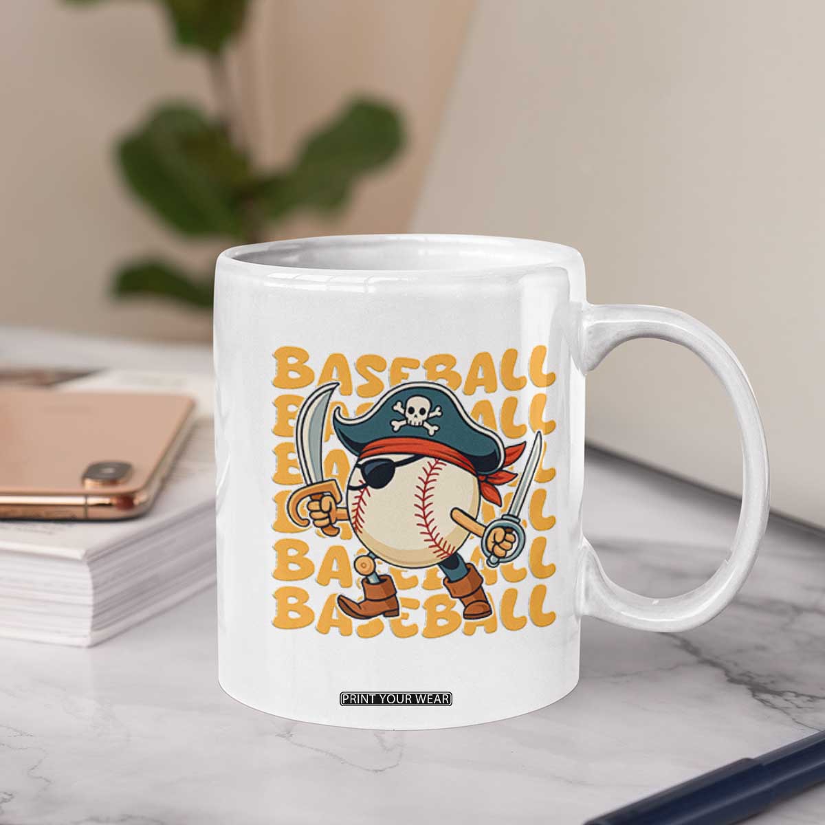 Funny Pirate Baseball Coffee Mug Sport Lover Gift TS12 Print Your Wear
