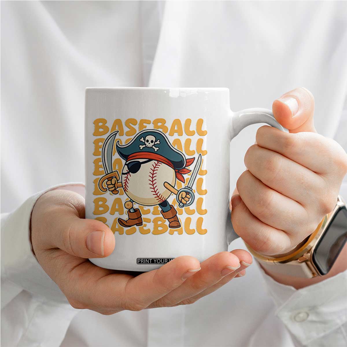 Funny Pirate Baseball Coffee Mug Sport Lover Gift TS12 Print Your Wear