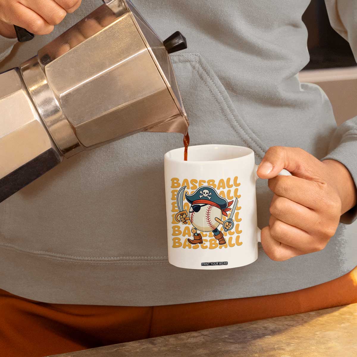 Funny Pirate Baseball Coffee Mug Sport Lover Gift TS12 Print Your Wear