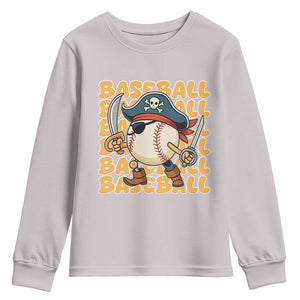 Funny Pirate Baseball Youth Sweatshirt Sport Lover Gift TS12 Ice Gray Print Your Wear
