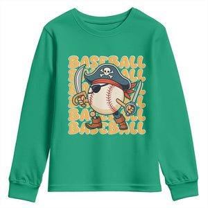 Funny Pirate Baseball Youth Sweatshirt Sport Lover Gift TS12 Irish Green Print Your Wear