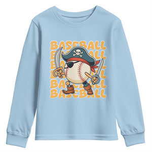 Funny Pirate Baseball Youth Sweatshirt Sport Lover Gift TS12 Light Blue Print Your Wear