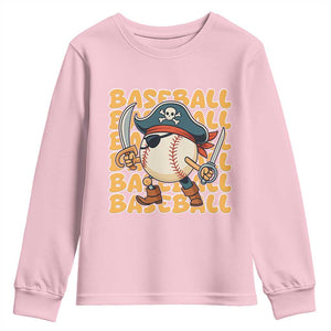 Funny Pirate Baseball Youth Sweatshirt Sport Lover Gift TS12 Light Pink Print Your Wear