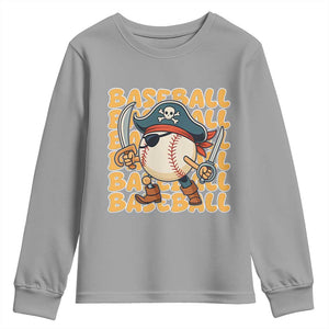 Funny Pirate Baseball Youth Sweatshirt Sport Lover Gift TS12 Sport Gray Print Your Wear