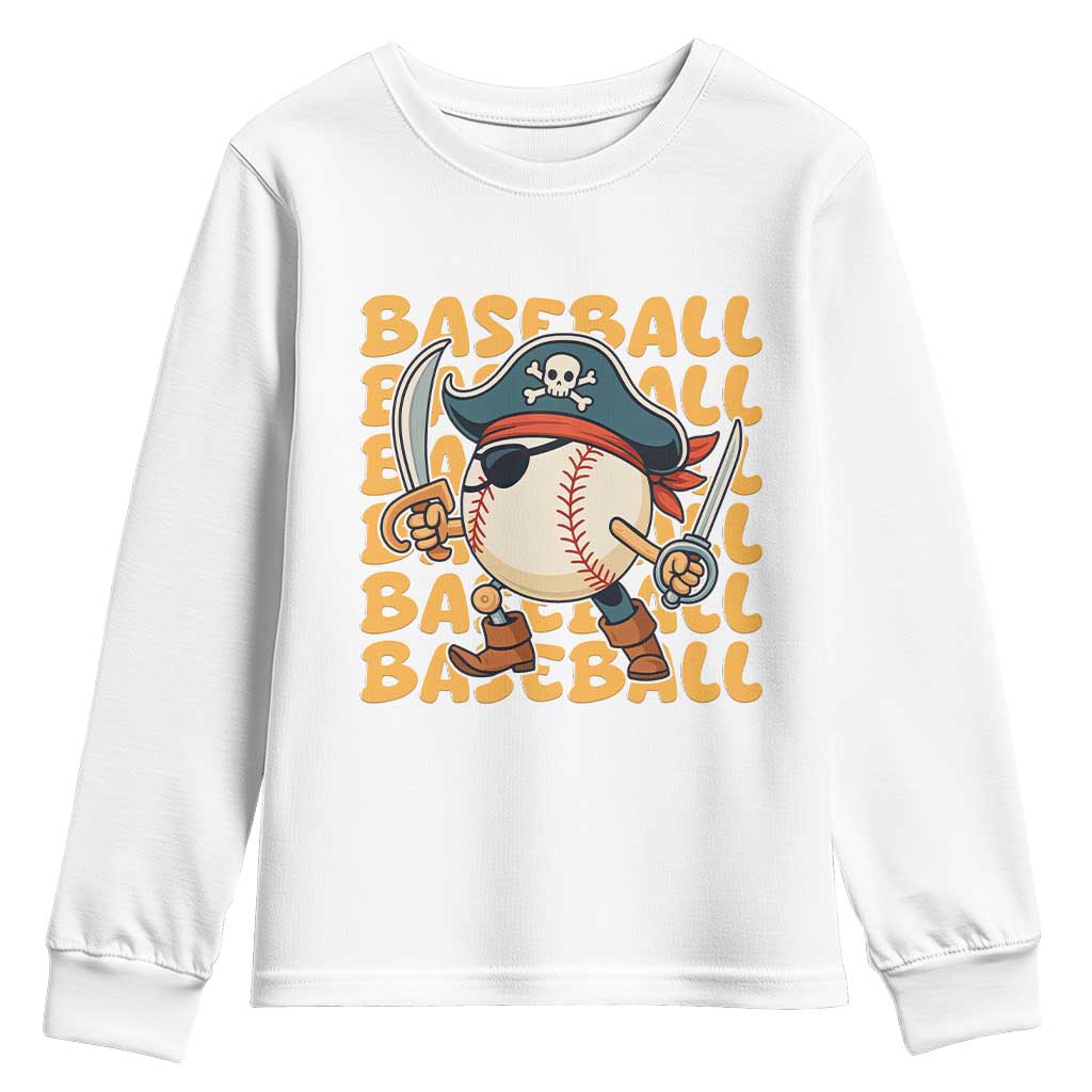 Funny Pirate Baseball Youth Sweatshirt Sport Lover Gift TS12 White Print Your Wear