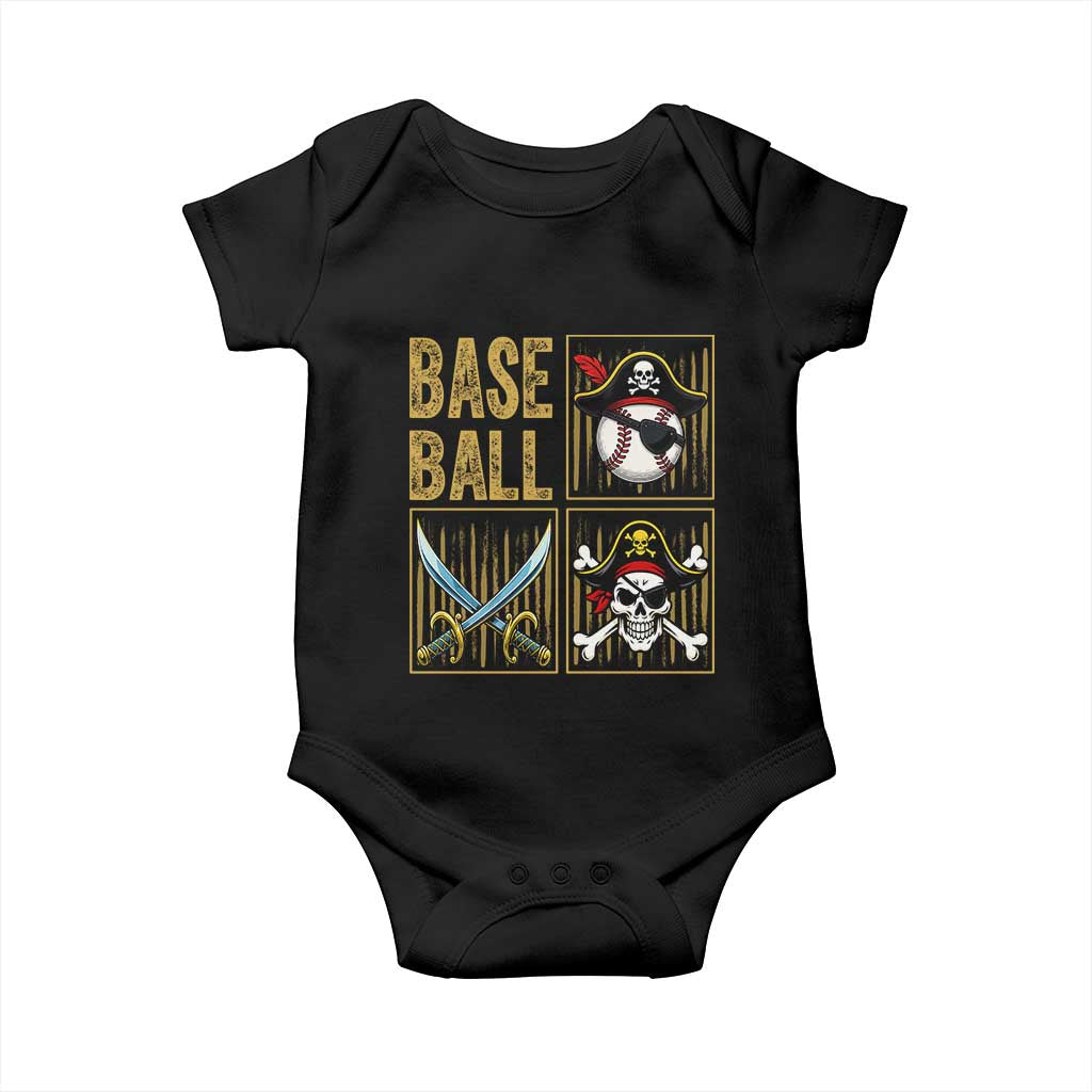 Funny Pirate Skeleton Baseball Baby Onesie Sports Lover Gifts TS12 Black Print Your Wear