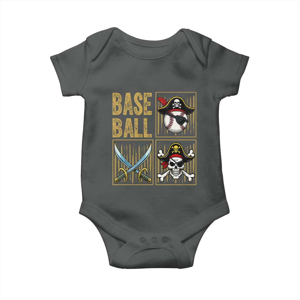 Funny Pirate Skeleton Baseball Baby Onesie Sports Lover Gifts TS12 Dark Heather Print Your Wear