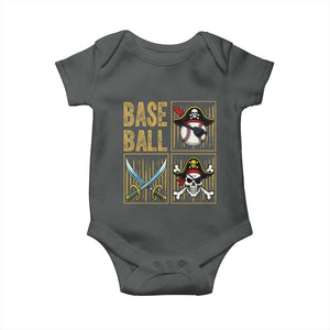 Funny Pirate Skeleton Baseball Baby Onesie Sports Lover Gifts TS12 Dark Heather Print Your Wear