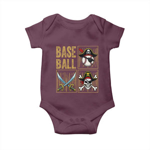 Funny Pirate Skeleton Baseball Baby Onesie Sports Lover Gifts TS12 Maroon Print Your Wear