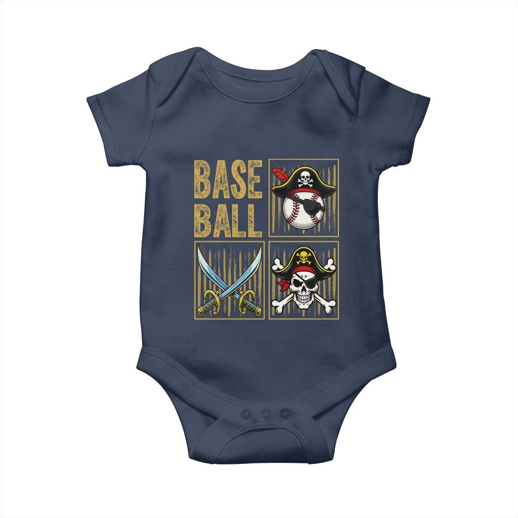 Funny Pirate Skeleton Baseball Baby Onesie Sports Lover Gifts TS12 Navy Print Your Wear