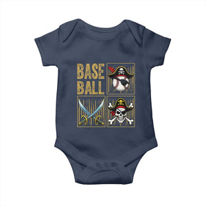 Funny Pirate Skeleton Baseball Baby Onesie Sports Lover Gifts TS12 Navy Print Your Wear