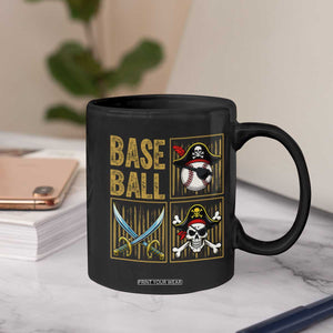 Funny Pirate Skeleton Baseball Coffee Mug Sports Lover Gifts TS12 Print Your Wear