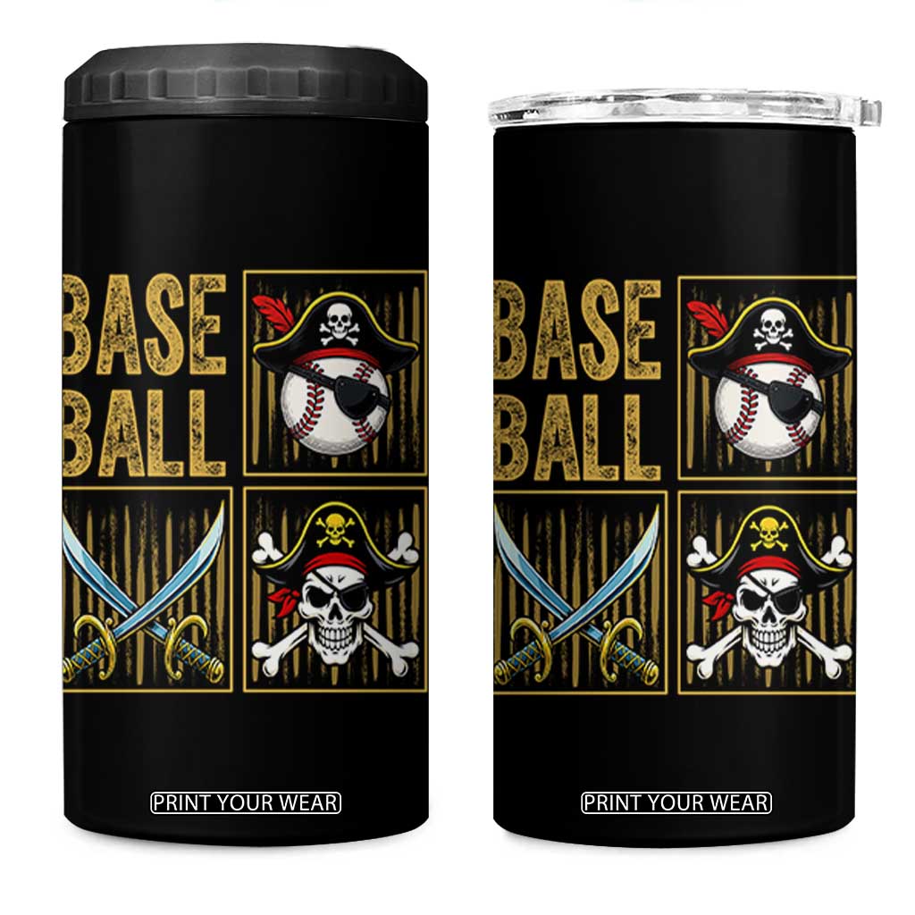 Funny Pirate Skeleton Baseball 4 in 1 Can Cooler Tumbler Sports Lover Gifts TS12 One Size: 16 oz Black Print Your Wear